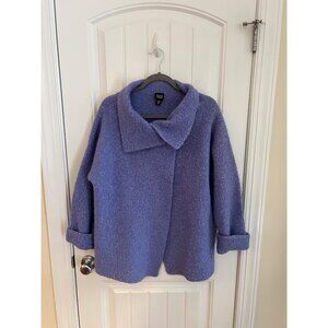 Eileen Fisher‎ Womens Alpaca & Silk Blend Purple Periwinkle Jacket Size L